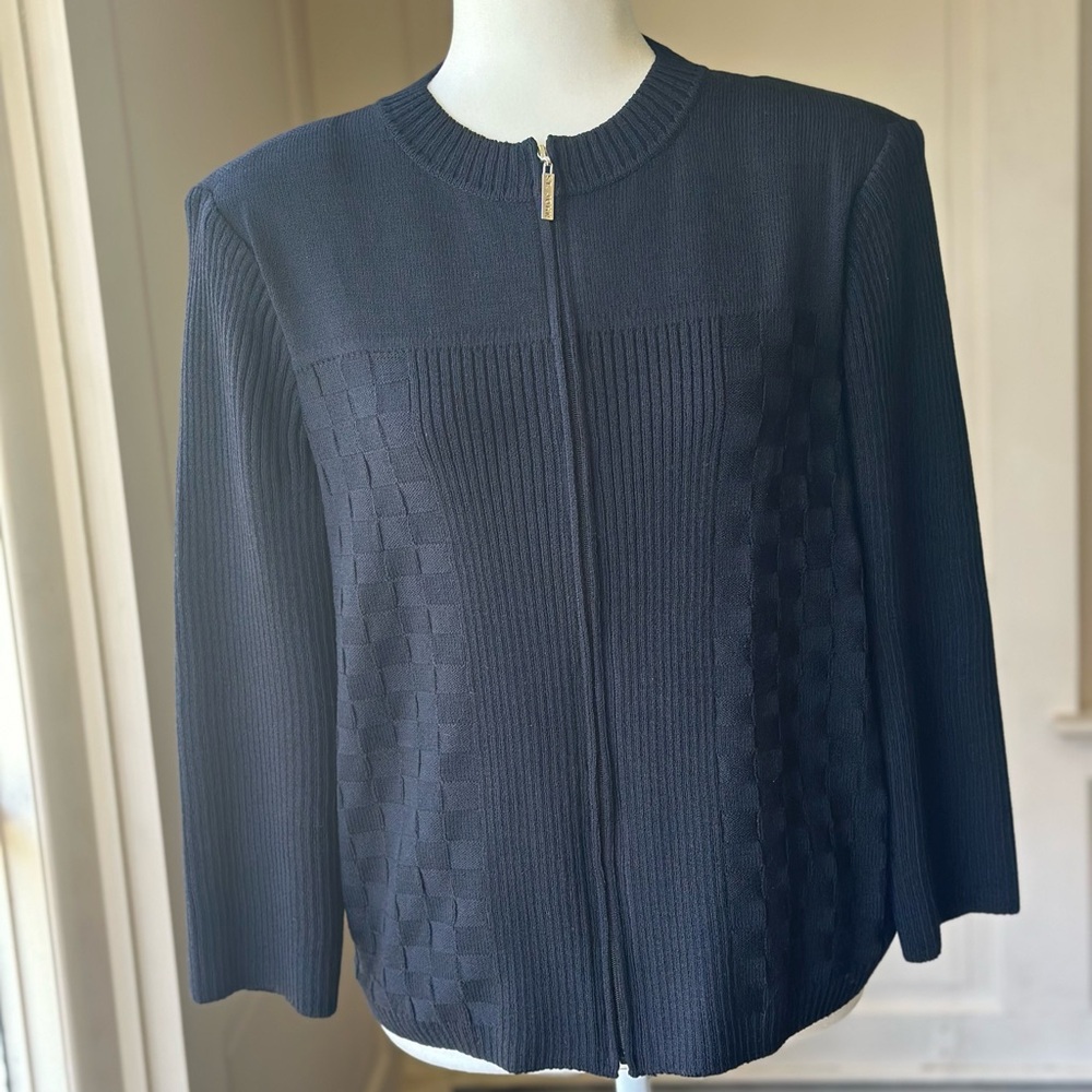 St. John Black Wool Blend Cardigan
